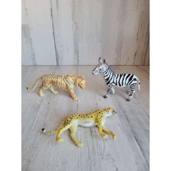 Realistic tiger zebra cheetah zoo animal toy set figure safari cat - Picture 1 of 5